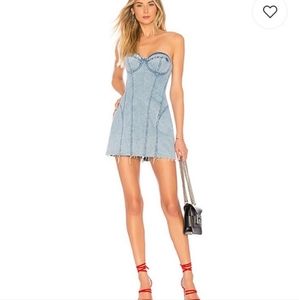 GRLFRND Kristin Strapless Denim Corset Mini Dress Light Wash